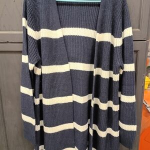 Apt. 9 Navy and White Striped Cardigan